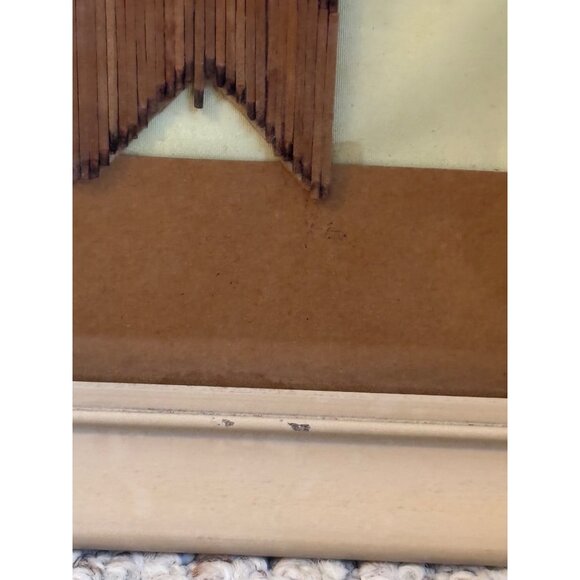 Vintage Tramp Art Hanging Matchstick Cross 14x18 framed - Picture 5 of 7